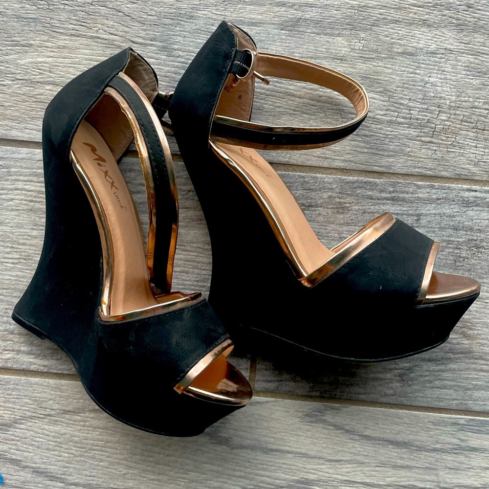 Cute black wedge heels